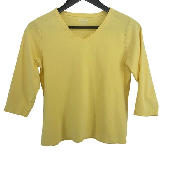 L.L. Bean 3/4 Sleeve T-Shirt Medium Butter Yellow Cotton Basics Casual Everyday - Picture 1 of 4